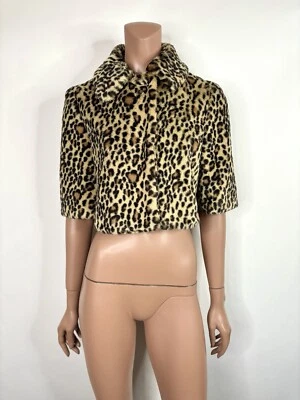 Vtg Moschino Cheap & Chic Cropped Brown Leopard Faux Fur Jacket XS 38 - Image 1 of 4