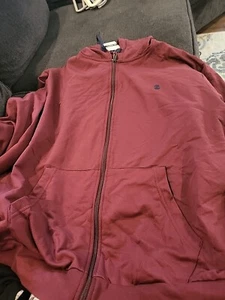 IZOD Mens Burgundy Fleece Full Zip Hoodie Sweatshirt 2X-Large NWT - Picture 1 of 10