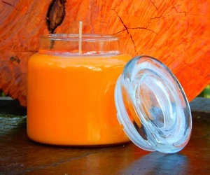 150hr Orange DRAGONS BLOOD 900g Scented Natural ECO SOY JAR CANDLE + Snuffer Lid - Picture 1 of 24