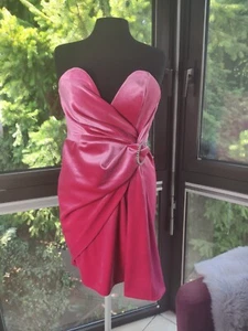 Mini Kleid river island pink samt Straß Silvester dinner weihnachten schulterfre - Bild 1 von 11