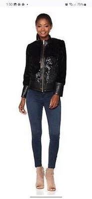 NEW VTG Colleen Lopez CRUSHED GLASS Faux Fur Mandarin Jacket $129 20W 22W UNIQUE - Image 1 of 4