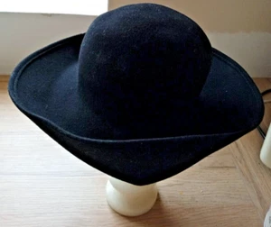 BLACK 100% WOOL BRIM HAT ' WALLIS ' - Picture 1 of 7
