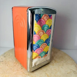 Fiesta Retired Persimmon Napkin Holder Dispenser With Original Fiesta Napkins - Picture 1 of 8