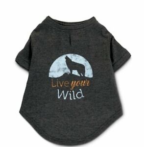 Reddy Live Your Wild Charcoal Gray Graphic Tee Shirt for Dogs