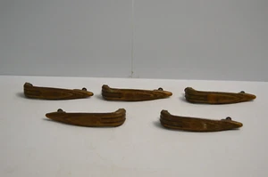 Vintage 30’s-60’s 5x Art Deco Brass Sleek Shape Cabinet Drawer Pull Handles - Picture 1 of 17