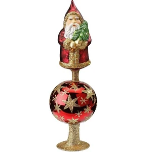 Inge Glas St Nikolaus Tannenbaum Red Santa German Glass Christmas Tree Topper - Picture 1 of 1