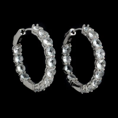 925 Orecchini Argento Sterling Rotondo Acquamarina 4mm Naturale Gemma Gioielli - Immagine 1 di 4