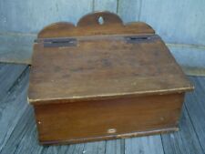 Antique Early Vintage Spice Candle Wood Box Slant Top Hanging Divided Box AAFA