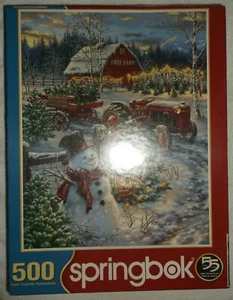 SPRINGBOK CHRISTMAS TREE FARM PUZZLE 500 PIECES NEW HOLIDAY SNOWMAN PUZZLE XMAS - Picture 1 of 5