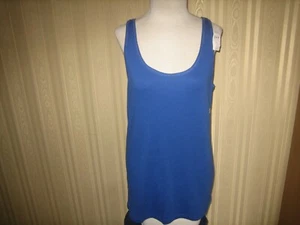 ann taylor loft 100% cotton tank top XL blue NWT - Picture 1 of 5