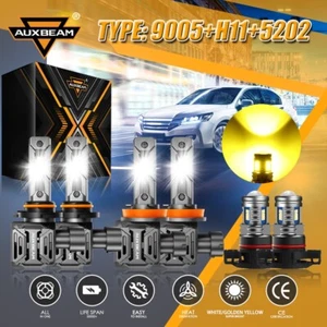 AUXBEAM Q30 SERIES 9005+H11+5202 LED Headlight Hi-Lo Fog Bulbs 6500K/3000K Combo - Picture 1 of 12
