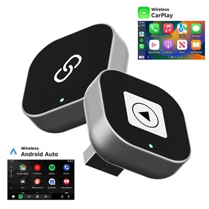 2-in-1 Wired to Wireless CarPlay Adapter /Android Auto Adapter Plug & Play USA - Picture 1 of 35