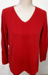 Suéter Talbots Para Mujer X 14/16 Manga Larga 100% Algodón Pullover Tejido con Cable Rojo - Imagen 1 de 8