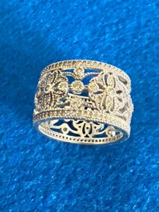 YGI 925 Sterling Silver Filigree 14.7mm Band Ring Size 9 Elegant Wedding Band - Picture 1 of 8
