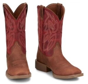 Men's 9 (M,D) Justin SE7514 Canter 11" Roasted Cognac Square Toe Cowboy Boots - Picture 1 of 8