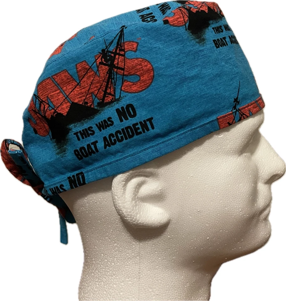 Jaws This Was No Boat Accident Scrub Hat Chemo Cap - Image 1 of 1