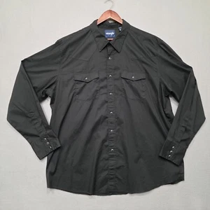 Wrangler Men's Black Long Sleeve Black Pearl Snaps Western Shirt Size 2XL - Picture 1 of 7
