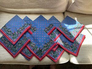 Williams Sonoma Provence Blue  Red  Cotton Napkins Set 12 Gently Used.