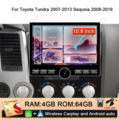 10.8” For Toyota Tundra 07-13 Sequoia 08-19 Carplay Car Stereo GPS Navi Radio BT - Image 1 of 4