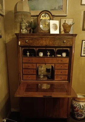 Secretaire, Ribaltina,Ribalta, Biedermeier,  in noce - Immagine 1 di 4