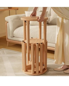Stackable Stools Set of 4,4-in-1 Wood Stool,Round Wooden Stools - Picture 1 of 9