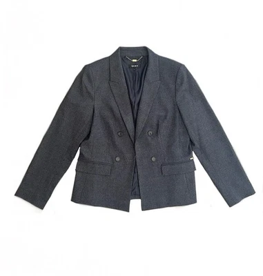 DKNY Women’s Size 14 Blazer Glen plaid Fully Lined Shoulder Pads Hook Closure - Image 1 of 4