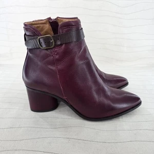 Miz Mooz Mujer Justicia Rojo Burdeos Cuero Tacón Botines Zapatos Talla 38 EU - Imagen 1 de 14