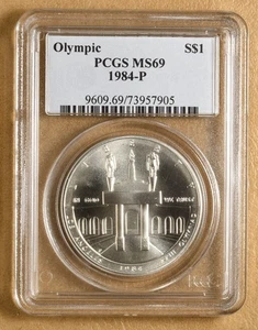 1984 P Olympics Commemorative Silver Dollar PCGS MS69 - Picture 1 of 2
