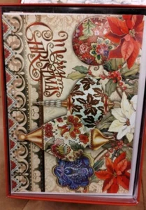set 15 Punch Studio VINTAGE ORNAMENTS CHRISTMAS CARDS TREE embellished NEW - Picture 1 of 4