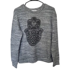 Awake Gray Hamsa Hand Of Fatima Graphic Sweatshirt Women’s S Crewneck Cotton Ble - Bild 1 von 7