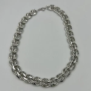 Vintage Designer Signed Crown TRIFARI Silver Choker Necklace - Picture 1 of 5