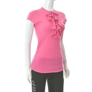 T-shirt Ralph Lauren donna girocollo con volant davanti manica corta XL/16 rosa - Foto 1 di 8