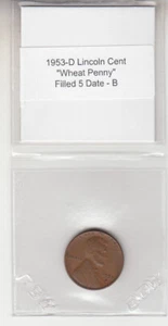 1953-D Lincoln centavo de trigo lleno de centavo 5 fechas error variedad chip troquelado Denver - Imagen 1 de 2