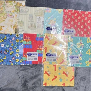 Menge 8 Geschenk Verpackungspapier alle Gelegenheiten Geburtstag-Jahre, Bären, Babys Vintage - Bild 1 von 6