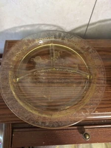 Hazel Atlas Glass FLORENTINE No.2 Poppy Yellow 3-Part Divided Grill Plate - Picture 1 of 1