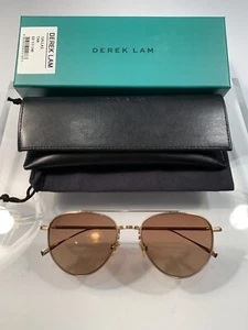 Derek Lam ""Callas"" Pilotensonnenbrille mit voller Felge 53-17-140 hellbraun 18K G124 SC9 - Bild 1 von 8
