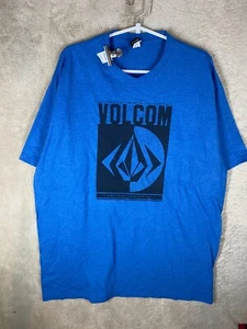 VOLCOM Casual T-Shirts Top Size XL Mens Blue Logo Short Sleeve - Picture 1 of 10