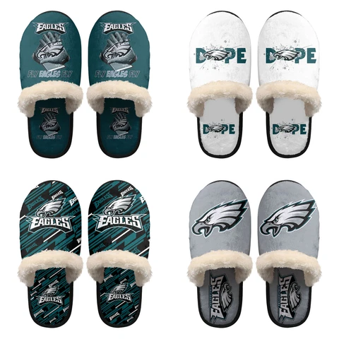 Philadelphia Eagles Mens Womens Fuzzy Slippers Anti-Slip Foam Indoor House Shoes Cover