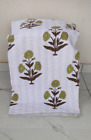 Indian Hand Block Print Kantha Bedspread Quilt Throw Blanket Cotton Bed Coverlet