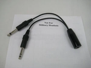 GA Helicopter to GA Fixed Wing Headset Adapter PA75 PA-75 - Picture 1 of 4