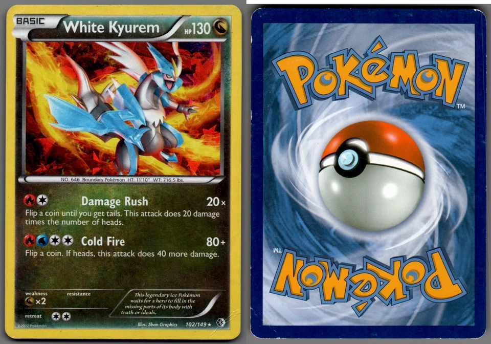 2012 Pokemon, B&W Boundaries Crossed, #102/149 White Kyurem, Crack Ice Holo Rare - Image 1 of 1