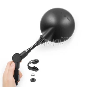 Round black folding mirror x 1 10mm reverse bolt clip on 22mm bar with riser - Picture 1 of 10