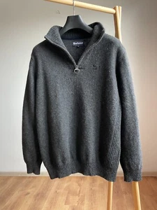 Maglione Barbour Essential mezza zip lana di agnello antracite taglia XL - Foto 1 di 6