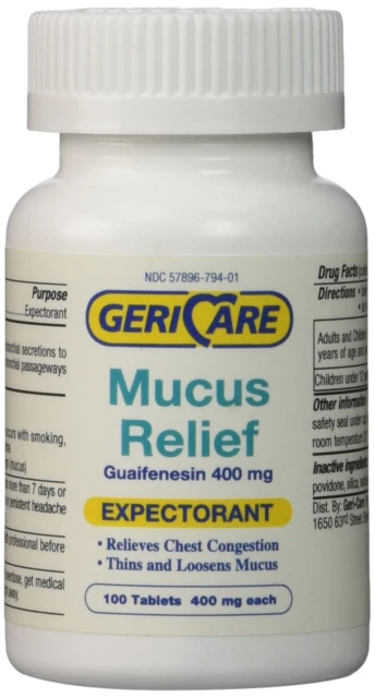 Geri-Care Guaifenesin 400mg Expectorant Mucus Relief Tablet - 100 Count