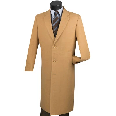 VINCI Men's Camel Beige 3-Button 48" Long Regular Fit Topcoat - NEW - Image 1 of 3