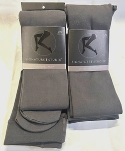 Medias forradas de vellón suave de felpa gris para mujer 2 pares talla L/XL Signature Studio - Imagen 1 de 3