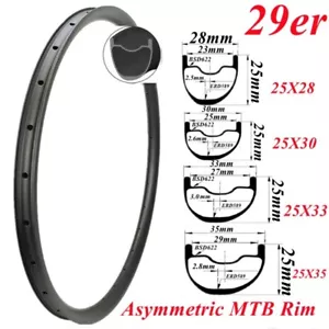 Llantas de carbono para bicicleta de montaña Superlight 29er ruedas asimétricas sin cámara 28H - Imagen 1 de 24