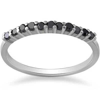 1/4ct Treated Black Diamond Ring 10K White Gold - Image 1 of 4