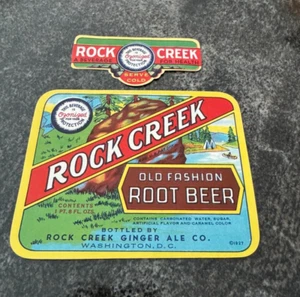 ROCK CREEK ROOT BEER SODA BOTTLE & NECK LABEL ROCK CREEK GINGER CO WASHINGTON DC - Picture 1 of 1