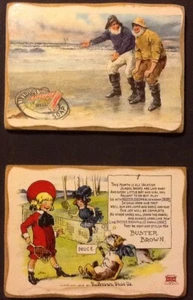 Menge 2: Rettungsring Seife und BusterBrown Werbung Decoupaged auf gepresstem Holz 6"x 4" - Bild 1 von 5